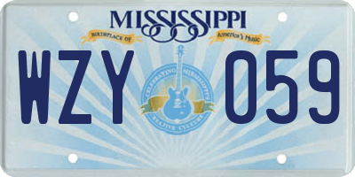 MS license plate WZY059