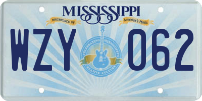 MS license plate WZY062