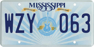 MS license plate WZY063