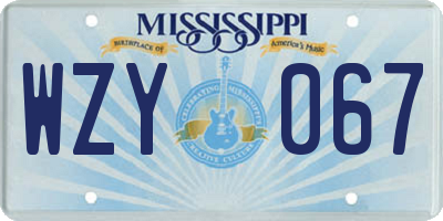 MS license plate WZY067