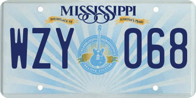 MS license plate WZY068