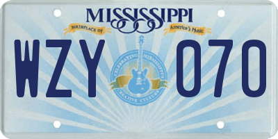 MS license plate WZY070