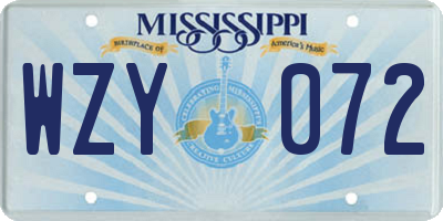 MS license plate WZY072