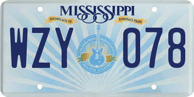 MS license plate WZY078