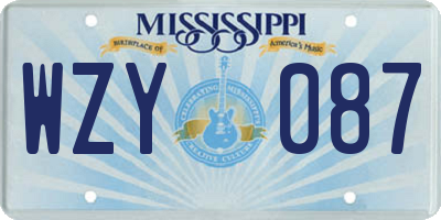 MS license plate WZY087