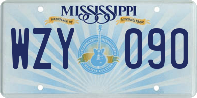 MS license plate WZY090