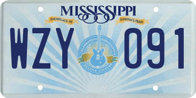 MS license plate WZY091