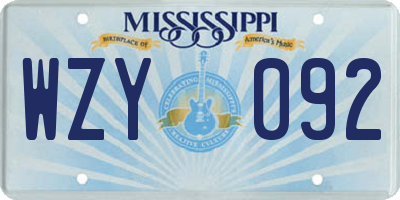 MS license plate WZY092