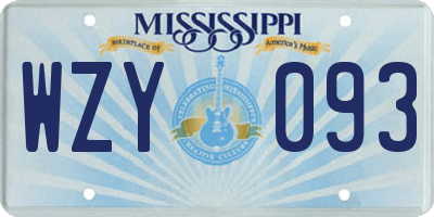 MS license plate WZY093