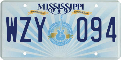 MS license plate WZY094