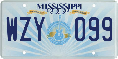 MS license plate WZY099