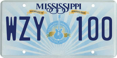 MS license plate WZY100