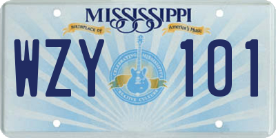 MS license plate WZY101