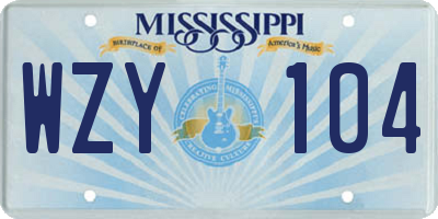 MS license plate WZY104
