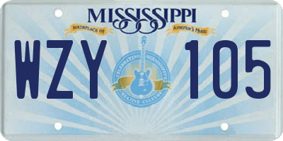 MS license plate WZY105