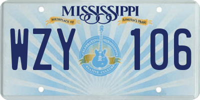 MS license plate WZY106