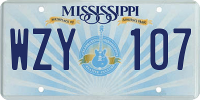 MS license plate WZY107
