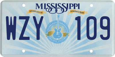 MS license plate WZY109