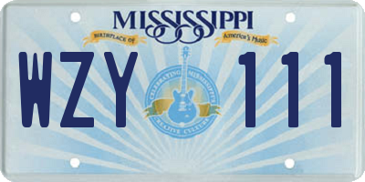 MS license plate WZY111