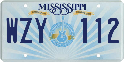 MS license plate WZY112