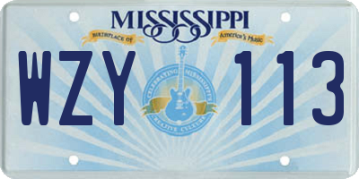 MS license plate WZY113