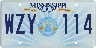 MS license plate WZY114