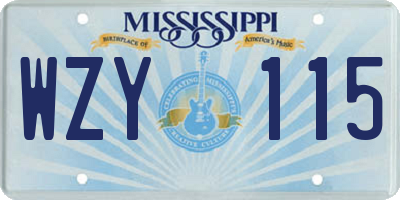 MS license plate WZY115