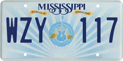 MS license plate WZY117