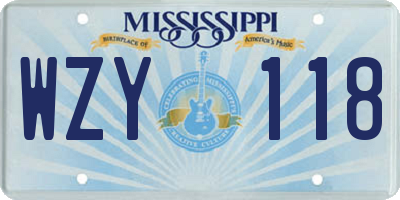 MS license plate WZY118