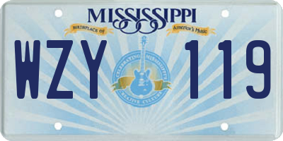 MS license plate WZY119