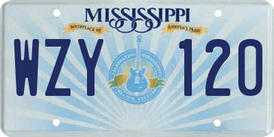 MS license plate WZY120