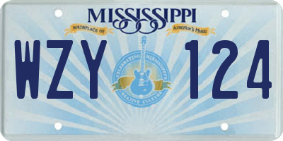 MS license plate WZY124