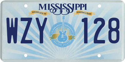 MS license plate WZY128