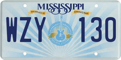 MS license plate WZY130