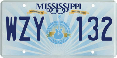 MS license plate WZY132