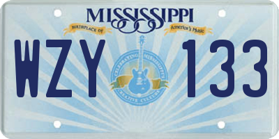 MS license plate WZY133