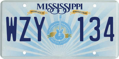 MS license plate WZY134
