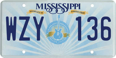 MS license plate WZY136
