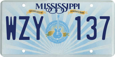 MS license plate WZY137
