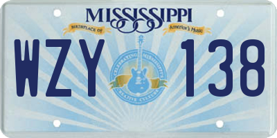 MS license plate WZY138