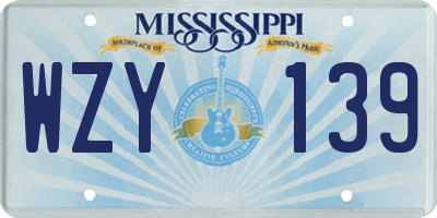 MS license plate WZY139