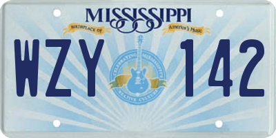 MS license plate WZY142
