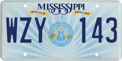 MS license plate WZY143