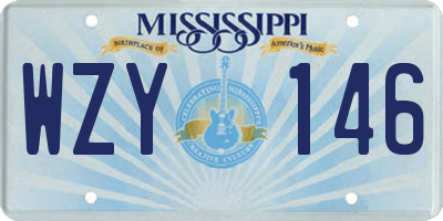 MS license plate WZY146