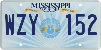 MS license plate WZY152