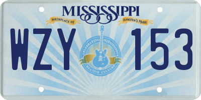 MS license plate WZY153