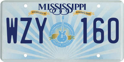 MS license plate WZY160