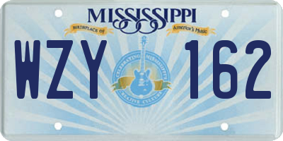 MS license plate WZY162