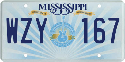 MS license plate WZY167