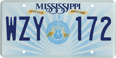 MS license plate WZY172